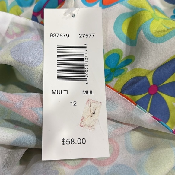 Allison Taylor 100% silk retro floral ruffle tiered skirt multicolor flowers 12 - Picture 9 of 9